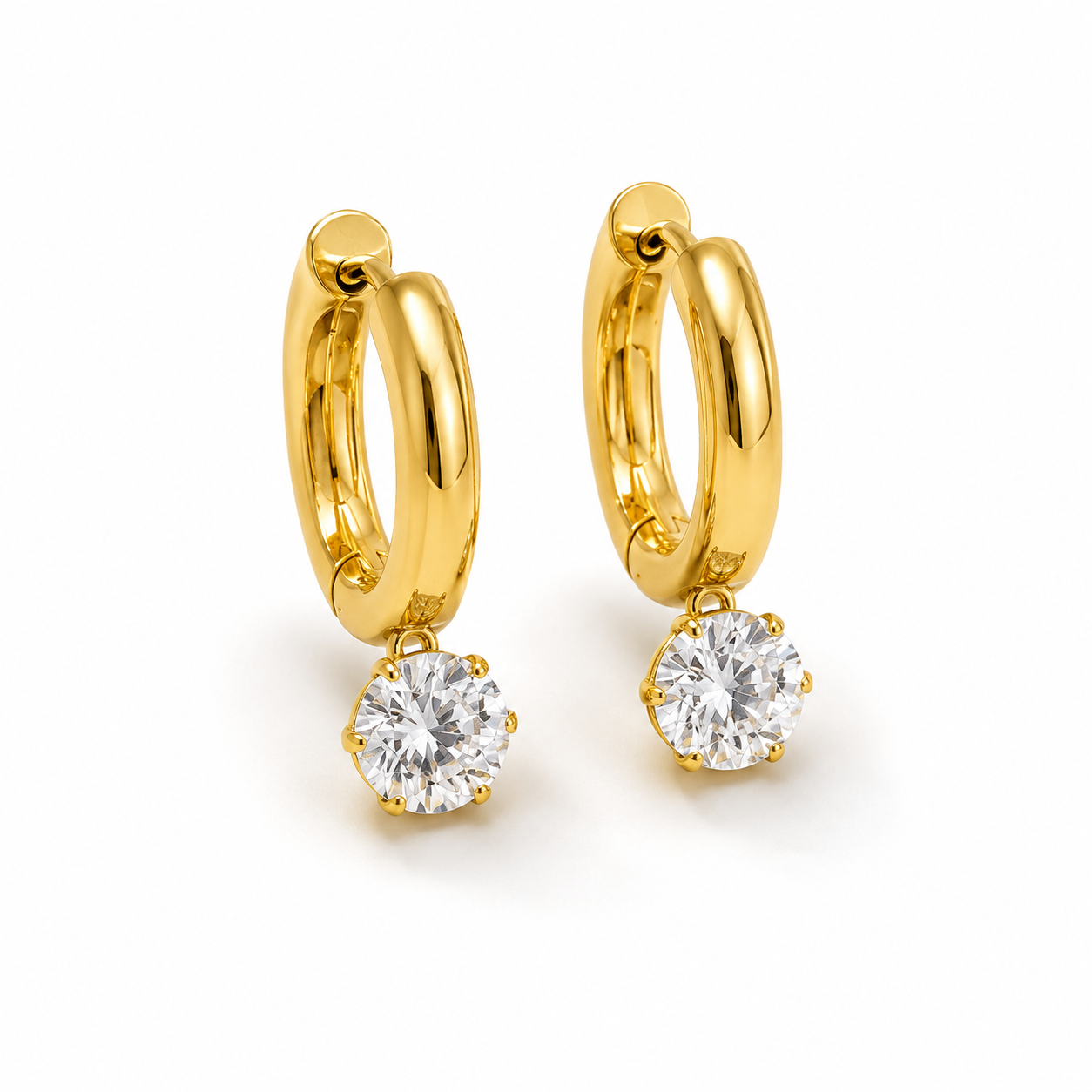 Aretes arracada diamante