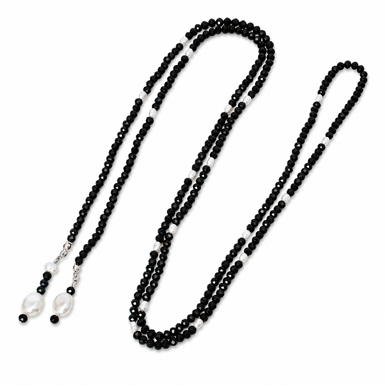 Collar largo negro con blanco