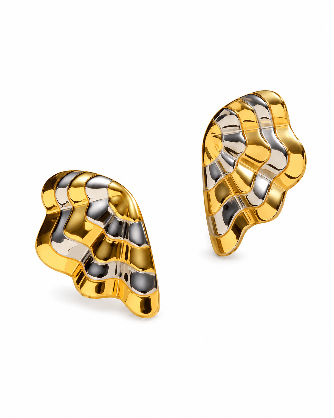 Aretes medio abanico bicolor