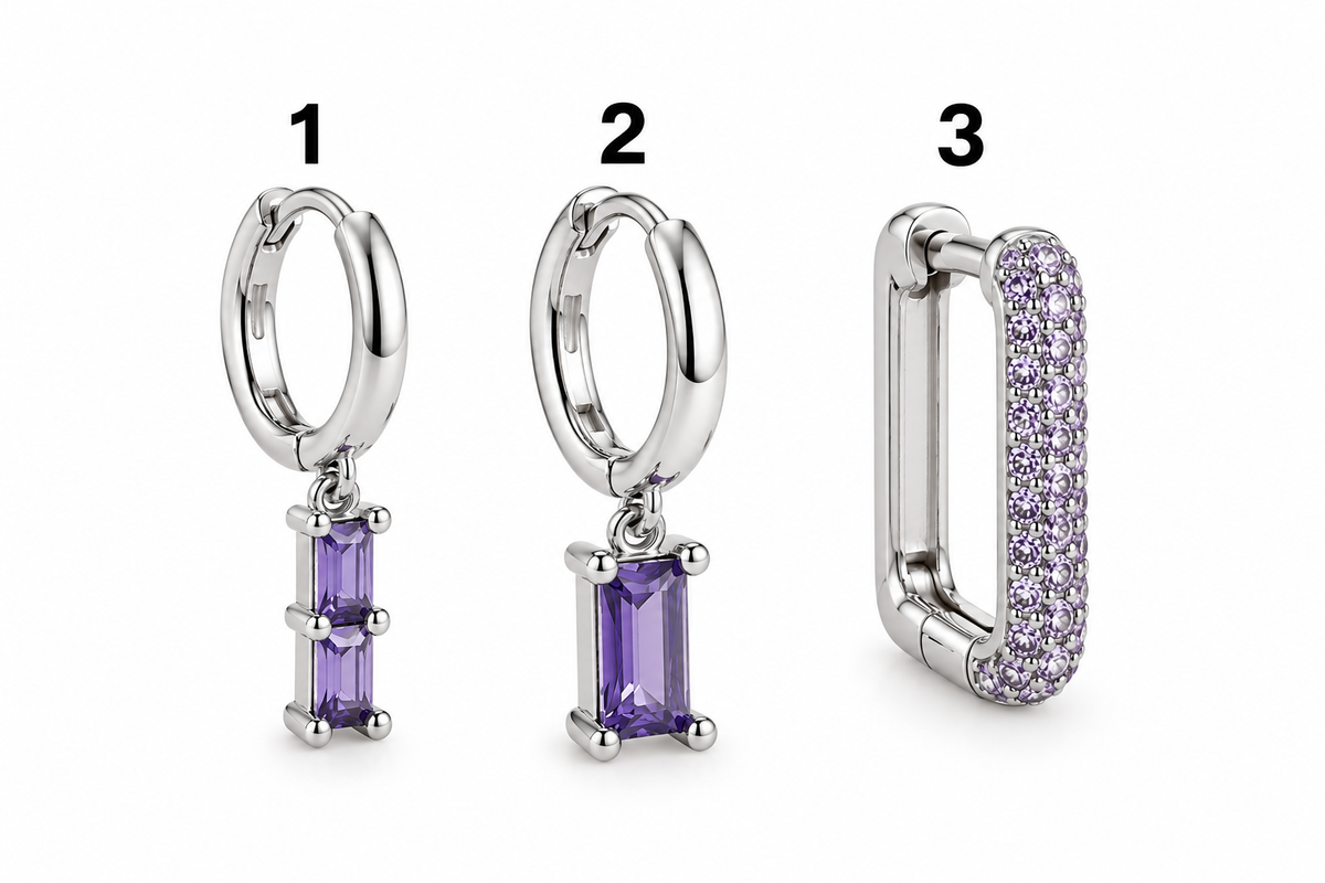 Arracadas plata morado