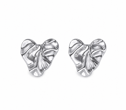 Aretes corazón arrugado