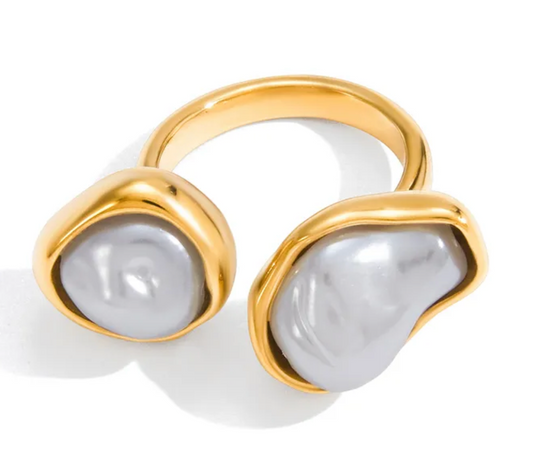 Anillo doble perla