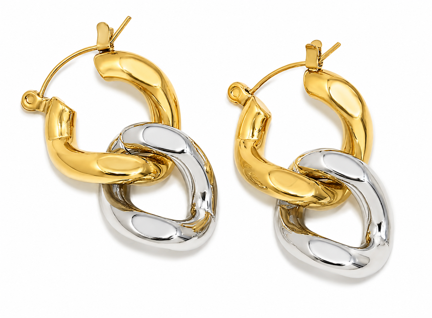 Aretes eslabones mixtos
