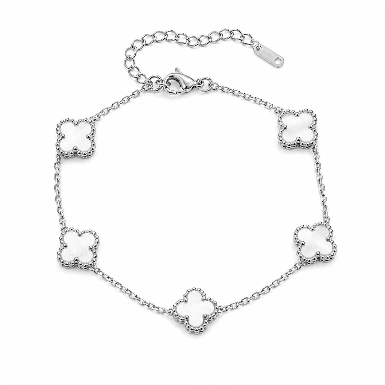 Pulsera flor plateada mediana