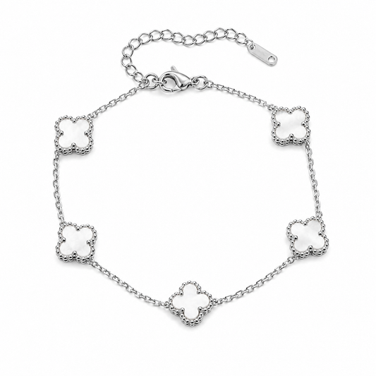 Pulsera flor plateada mediana