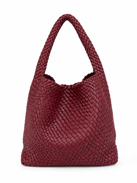 Bolsa tejida cuero vegano