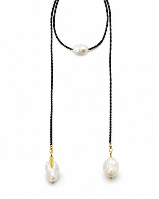 Collar largo perla en medio