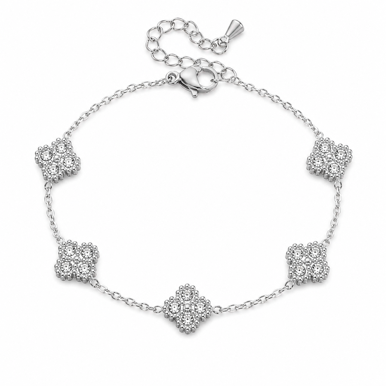 Pulsera flor plateada mediana