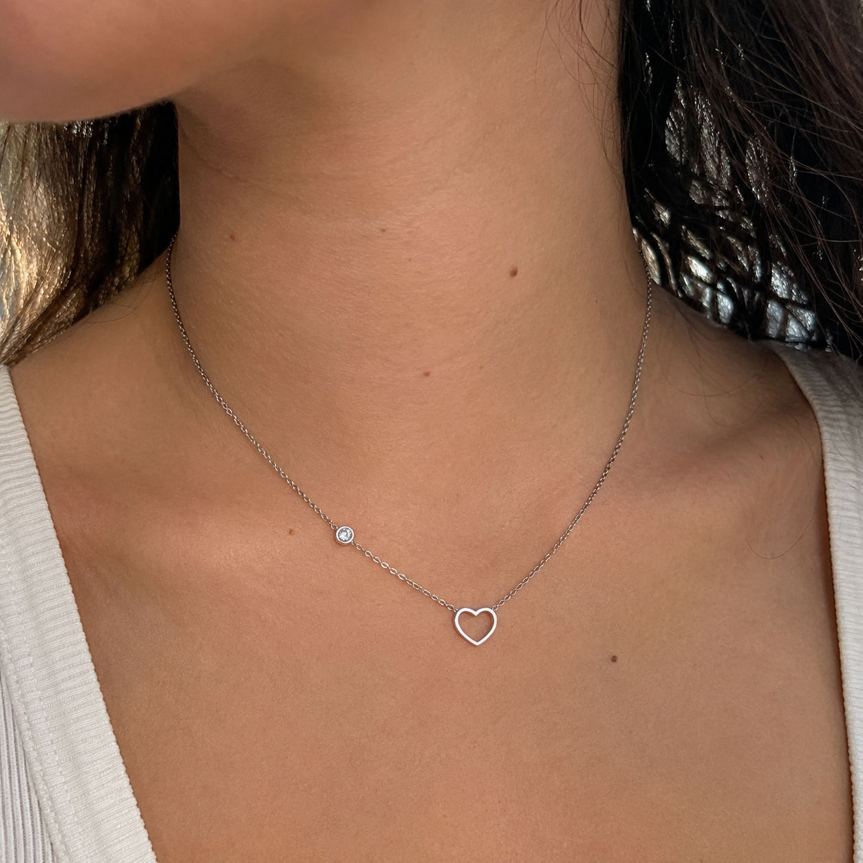 Collar corazón zirconia