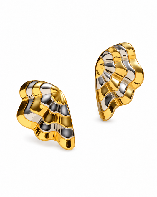 Aretes medio abanico bicolor