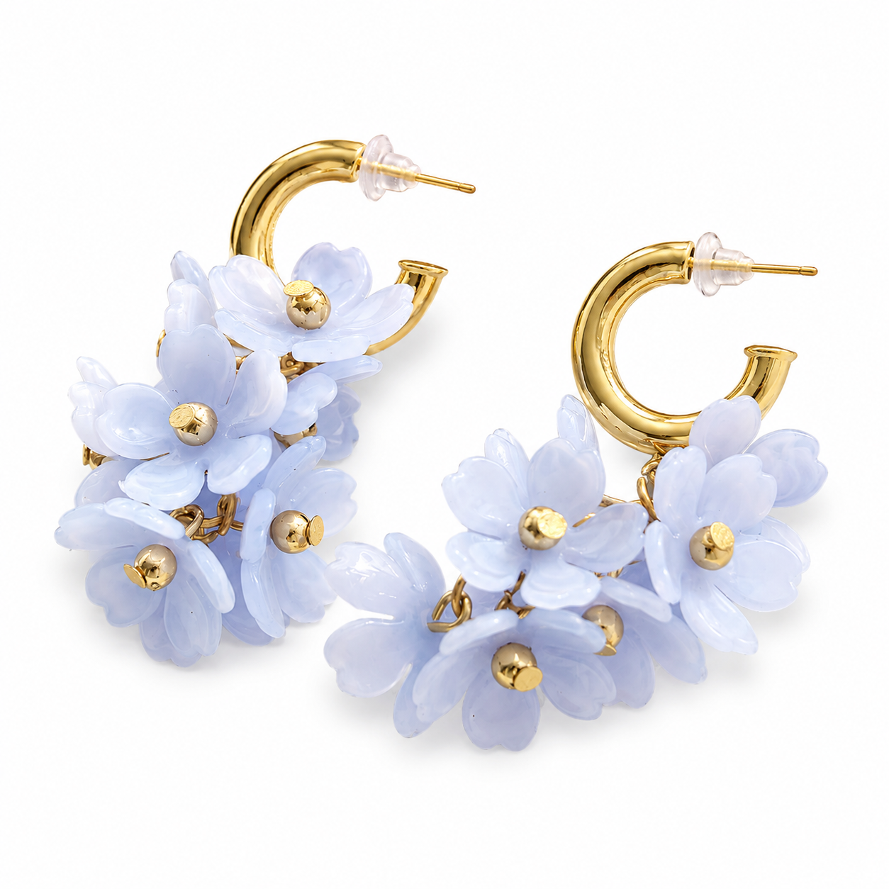 Aretes flores azul