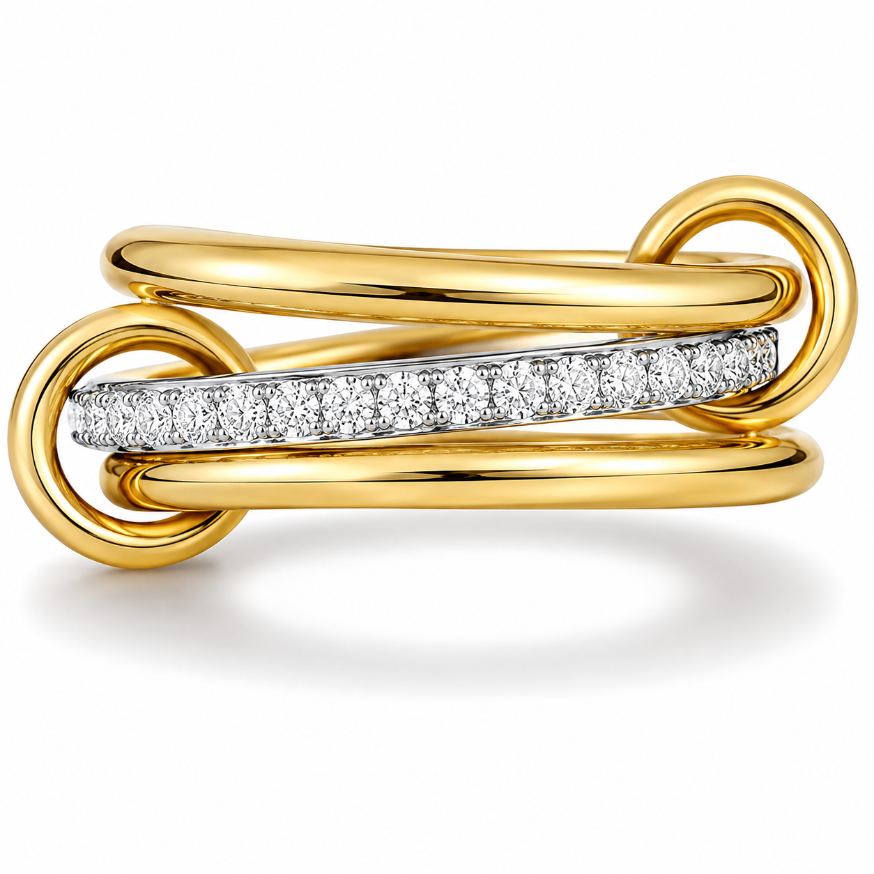 Anillo triple dorado brillo