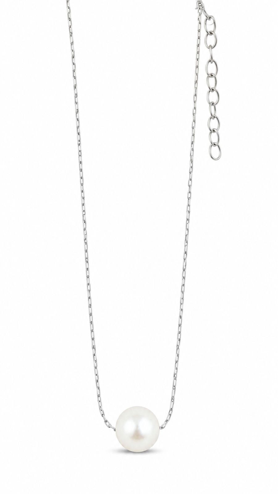 Collar perla plateado